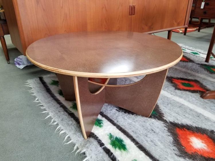 Vintage plywood round side table