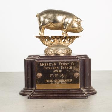 Brass Plated "Swine Showmanship" Trophy with Bakelite Base c.1951