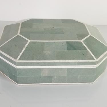 Postmodern Maitland-Smith Tessellated Stone Octagonal Box 