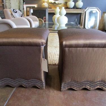 PAIR PRICED SEPARATELY  DREXEL HERITAGE OTTOMANS WITH  NAILHEAD TRIM