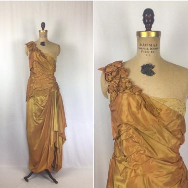 Vintage 50s dress | Vintage copper silk wiggle evening dress | 1950s custom made evening gown 