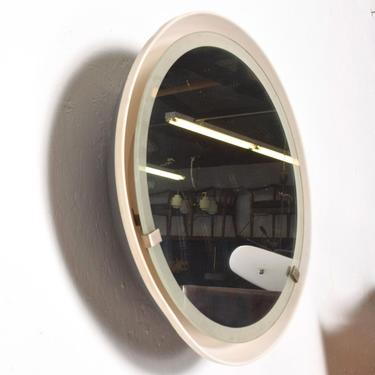 Mid Century Modern Stilnovo Hanging Lighted Wall Mirror 