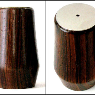 MCM ROSEWOOD Salt Pepper Danish Mod Denmark 2in Stainless Top Double Taper Scandinavian Dining Individual SP Original Stopper Vintage ExCond 