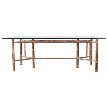 McGuire Organic Modern Bamboo Rattan Glass Dining Table by ErinLaneEstate
