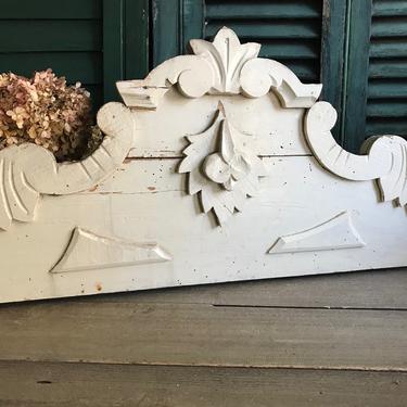 French Architectural Wood Plaque, Furniture, White Painted Wood, Wall Mount, Wall Art, Door, Furniture, Pediment Mount, Chateau Decor 