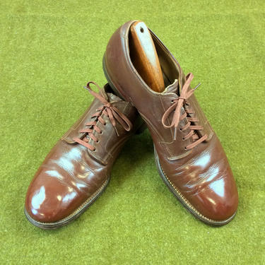 Size 9 1/2 D Vintage WW2 Korean War US Army Class A Russet Brown Low Quarters Dress Shoes Oxfords by DJ Leavenworth 