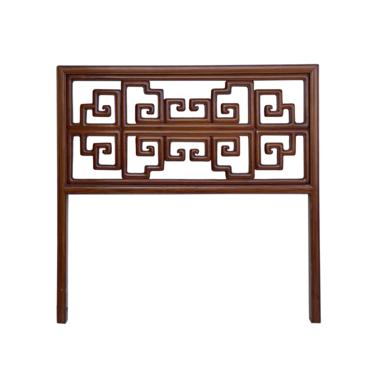 Chinese Brown Stain Geometric Pattern Wood Wall Art Twin Headboard cs7044E 
