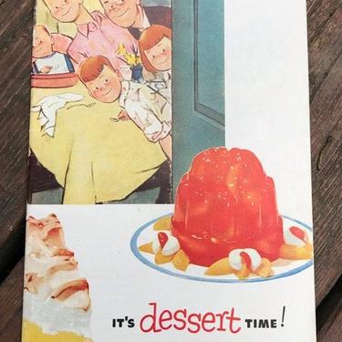 Vintage It's Dessert Time Jello Recipe Booklet | 50s Jell-o Pudding Baking Cookbook Pamphlet | Mid Century  Cooking by blindcatvintage