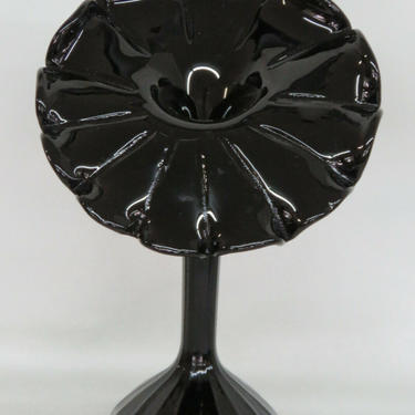 Black Amethyst Jack in the Pulpit Art Glass Floral Vase 2378B
