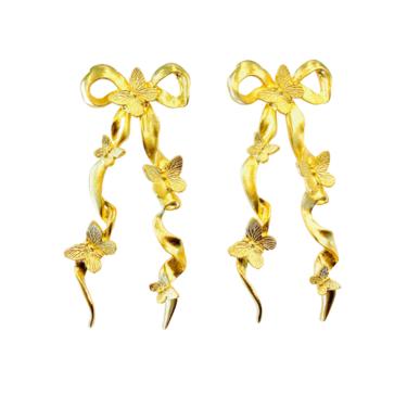 The Pink Reef elongated butterfly bow stud