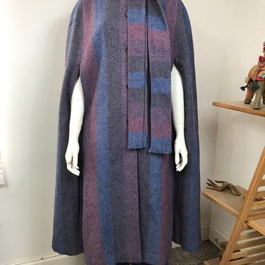 Vtg 70s ombre cape poncho irish wool 