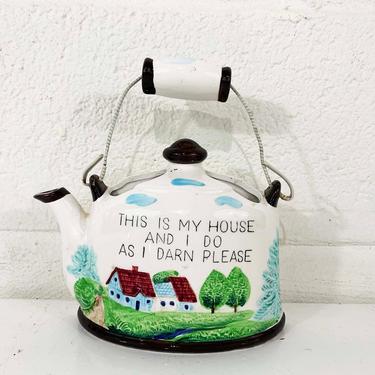 Vintage My House Decorative Teapot Wall Pocket Japan This is My House and I do as I Darn Please Retro Poem Kitchen Decor Kitsch Kitschy 