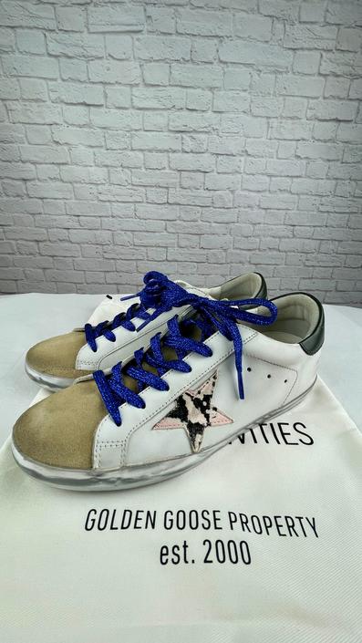Golden Goose Superstar Low Top Sneakers, Size 40/9.5US White/Biege