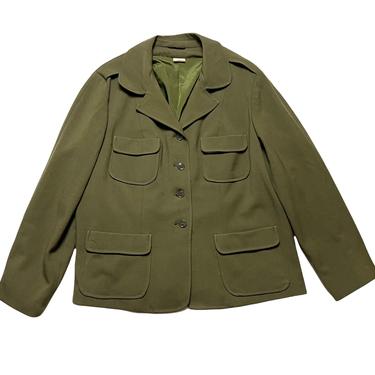 Vintage 1970s Women's US Army OG-108 Field Jacket ~ size L ~ Wool Serge Coat ~ Military Uniform ~ Work Wear ~ OG108 