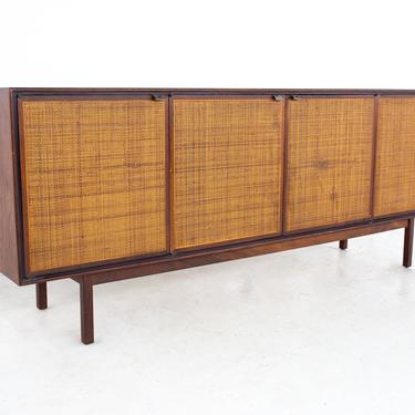 Founders Mid Century Walnut and Cane Sideboard Credenza - mcm 