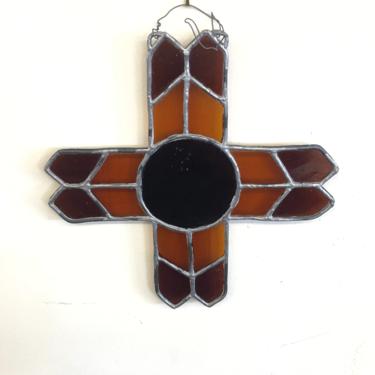 Vintage mid century modern stained glass decor 