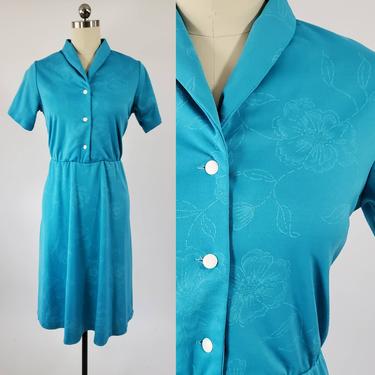 1970s Does 1950s Floral Dress 70's Dress 70s Women's Vintage Size Medium 