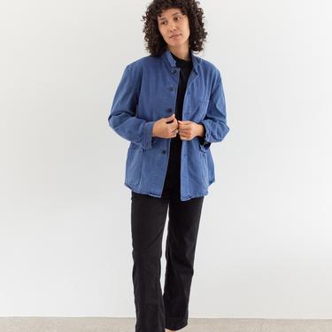 Vintage Blue Chore Jacket | Sun Faded Unisex Herringbone Twill Cotton Utility Work Coat | L | FJ009 