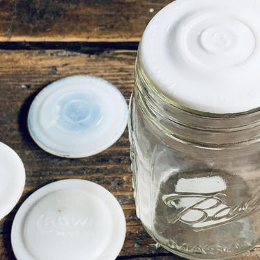 Porcelain White Glass Mason Jar Cap | Mason Jar Lid | Milk glass Lid | Atlas Jar Lid | Canning Jar Insert | Canning Jar Ring 
