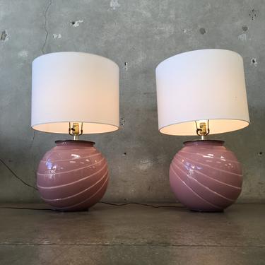 Pair Of 80s Pink Lamps