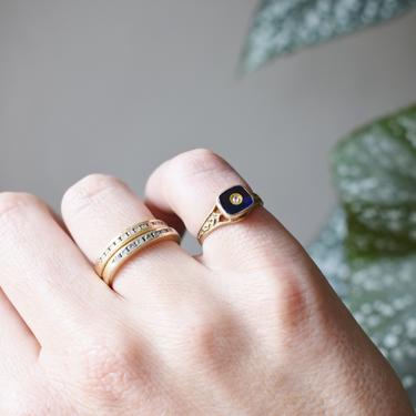 Antique Art Deco 10kt Gold, Diamond and Sapphire Stone Ring | 4.5 