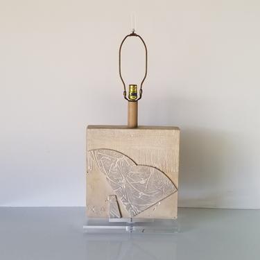 1980s Postmodern Style Sculptural Plaster Table Lamp 