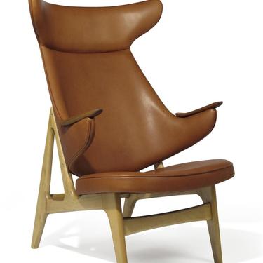 Rare Scandinavian Ox Lounge Chair in Saddle Leather