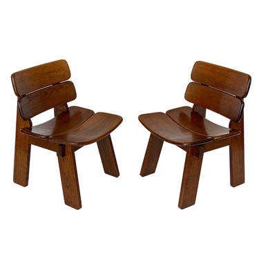 Pair French Oak Constructivist Chairs