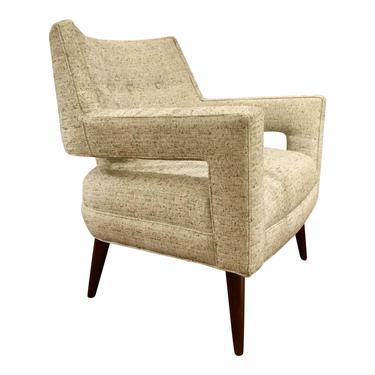 Mid-Century Modern Style Kravet Oatmeal Tweed Vega Lounge Chair