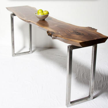 Live Edge CONSOLE Table -YOUR CUSTOM Black Walnut   - Reclaimed - Rustic - Seattle 