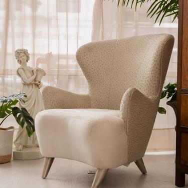 Vintage Cream Wingback Chair