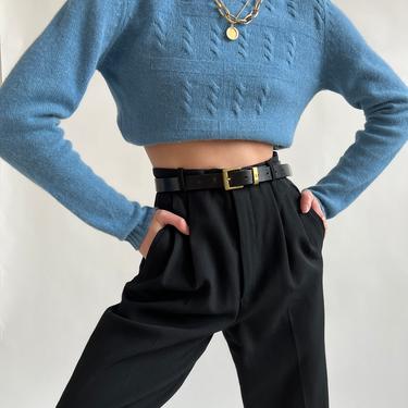 Vintage Sky Blue Cable Knit Sweater