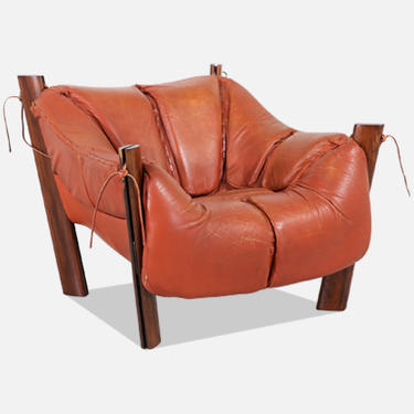 Percival Lafer MP-211 Series Brazilian Rosewood & Leather Lounge Chair