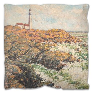 Lighthouse Fish Outdoor Pillow ~ Seahorse Fish Coastal Throw Pillows ~ Beach House Pillow ~ Nautical Pillows ~ Vintage Coastal Art Print 