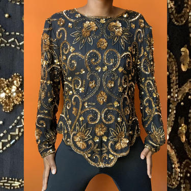 Sequin Gold Shirt by Nellovintage
