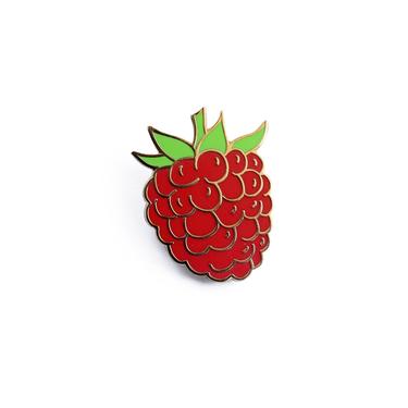 Raspberry Enamel Pin - Fruit Lapel Pin // Hard Enamel Pin, Cloisonn, Pin Badge 