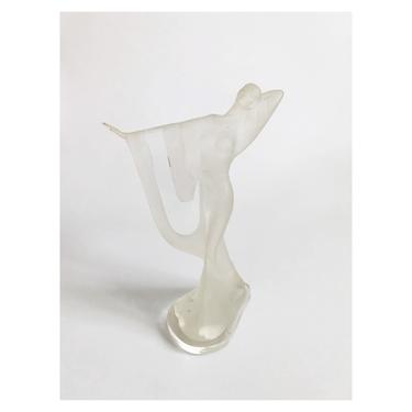 Vintage 1970s Deco Frosted Acrylic Woman Sculpture 