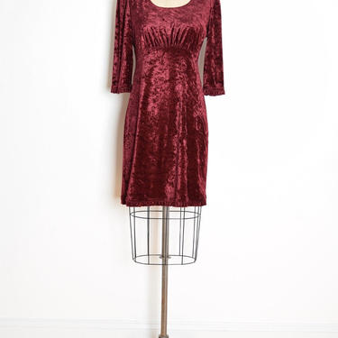 vintage 90s dress burgundy crushed velvet empire waist goth grunge mini M clothing 