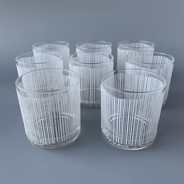 Vintage Set of Eight Georges Briard Icicle Pattern Lowball/Old-Fashioned Glasses 