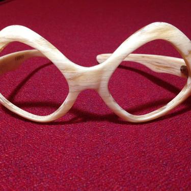 Vintage Made in France plastic eye glass frames wood textured 