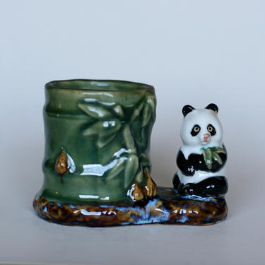 vintage ceramic panda bear planter 