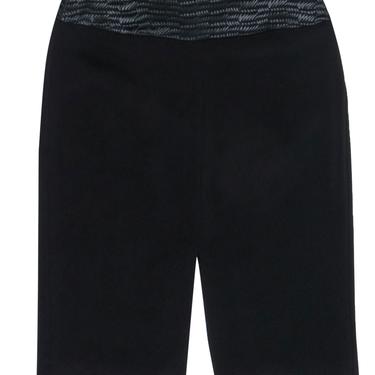 L’Agence - Black Pencil Skirt w/ Braided Faux Leather Trim & Center Slit Sz 6