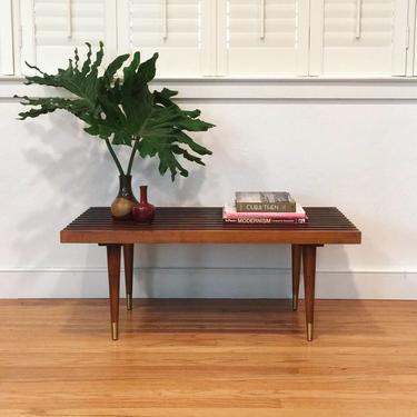 Vintage Slatted Coffee Table Bench