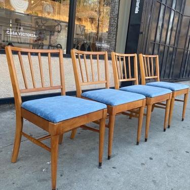 Looking Up | Set of Four Velvet Mid-century Dining Chairs 