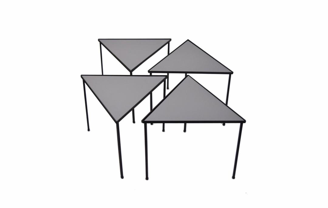Vintage Mid-Century Modern Set of Four Triangle Stacking Side Tables ...