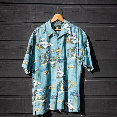 Vintage Jimmy Buffett Margaritaville Hawaiian Shirt | Men's Large Summer Vacation Shirt 