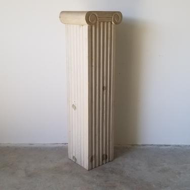 Vintage 1980s Neoclassical Style Column Wood Pedestal 