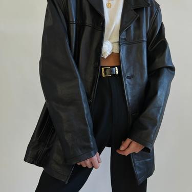 Vintage Onyx Leather Button-Up