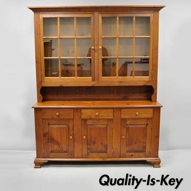 Vintage Tom Seely Pine Wood Step Back Hutch Cupboard China Cabinet