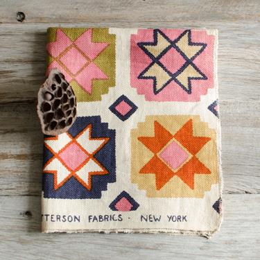Vintage Patterson Kilim Fabrics Hand Printed Geometric &amp;quot;Kilim Squares&amp;quot; Alexander Gerard Belgian Linen Mid Century - 1950's 